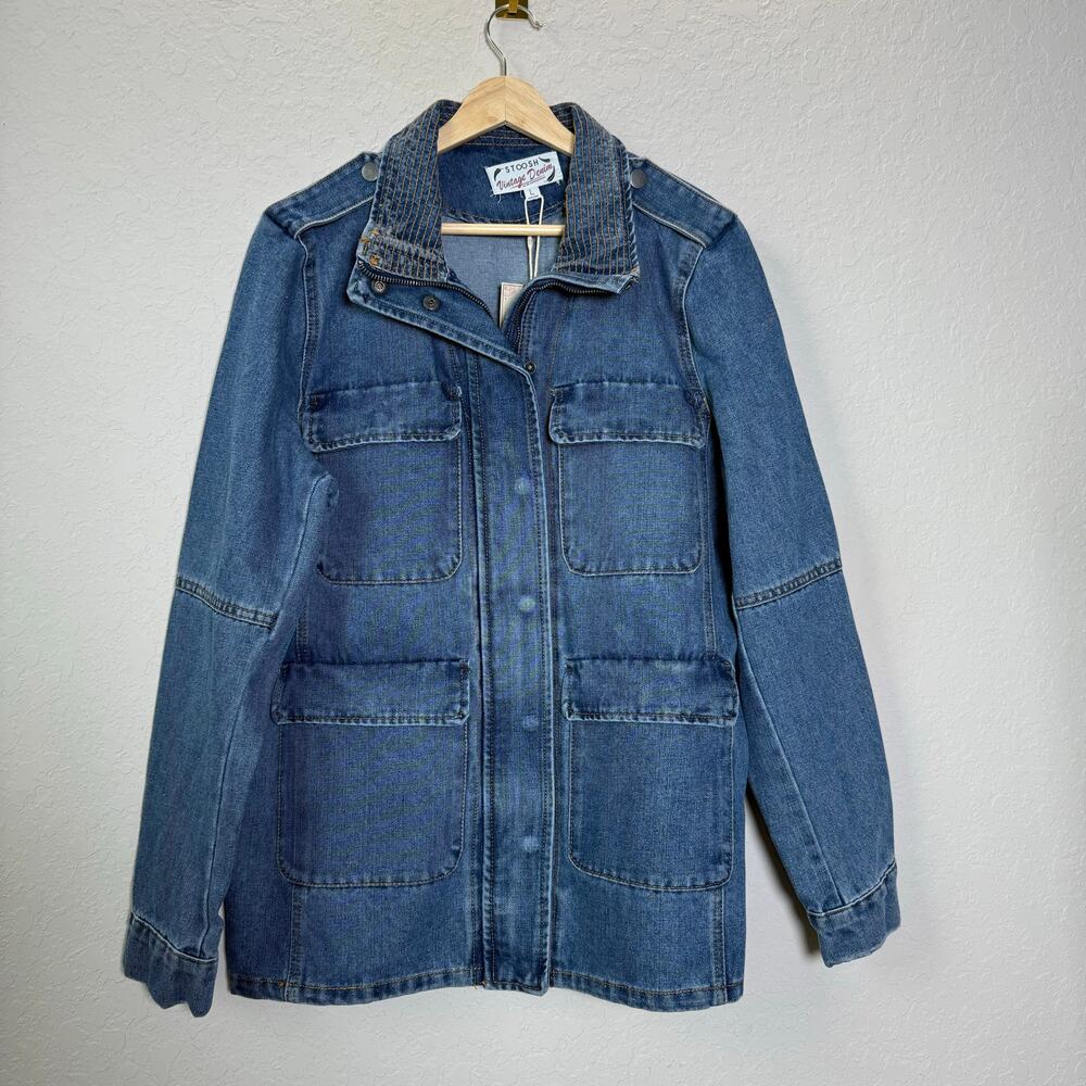 Women's Stoosh Vintage Denim Blue‎ Jean Long Sleeve Jacket Size L NEW